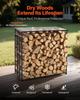 Firewood Rack with Sloped Roof, 1.85m Outdoor Firewood Holder, 1/4 Cord Log Storage Shed, 299kg Max Weight Capacity, Powder-Coated Metal Wood Storage