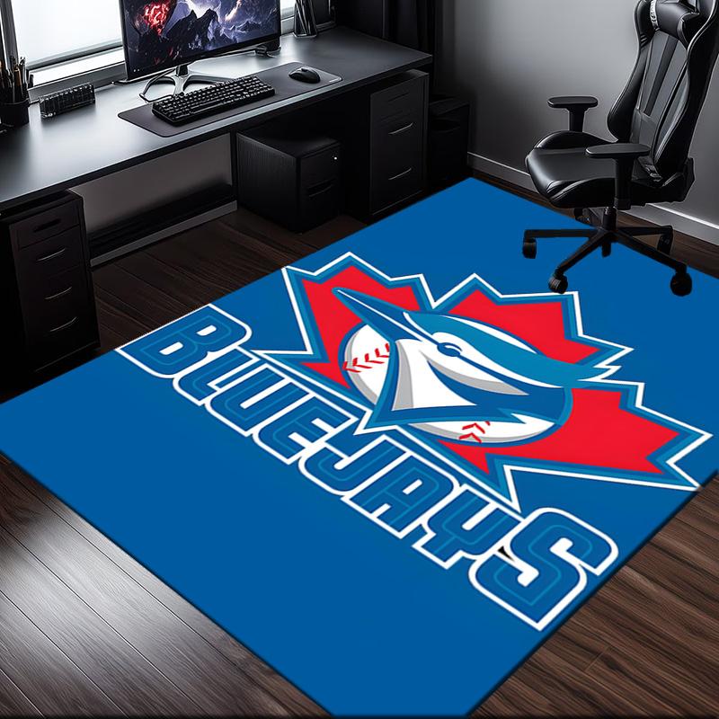 Blue Jays Baseball Season Rug Office Carpet Non-Slip Mat, Chair Rug Floor Covering for Gaming, Bedroom, Living Room , Home Decor Christmas Gift