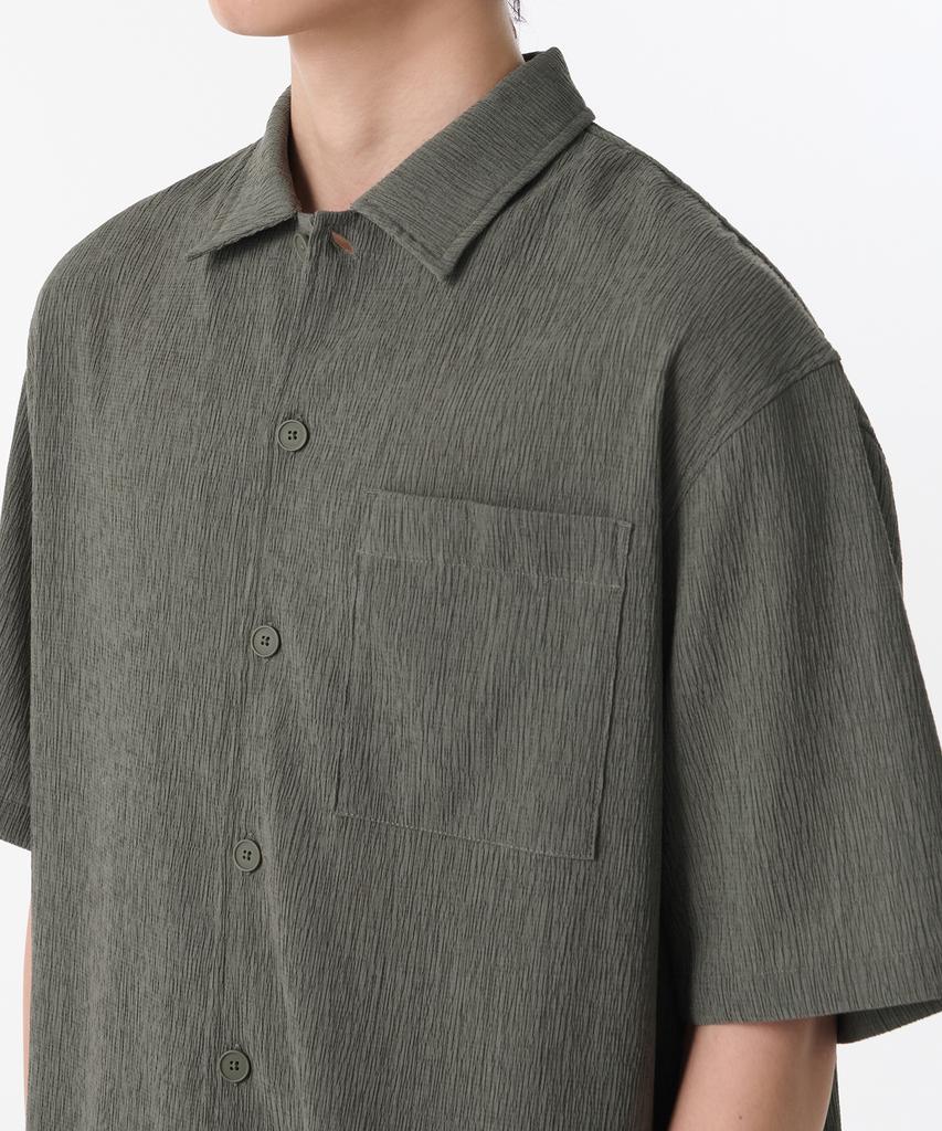 Musinsa Standard Crinkle Relaxed Short Sleeve Shirt [Khaki Gray]