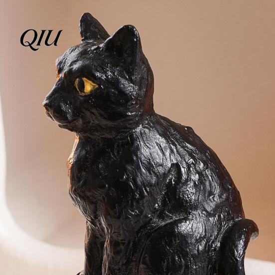 Halloween Home Decoration Resin Black Cat Pumpkin Figurine, Desktop Ornament, Cute Durable Ornament Dark Fun Style for Windows Office