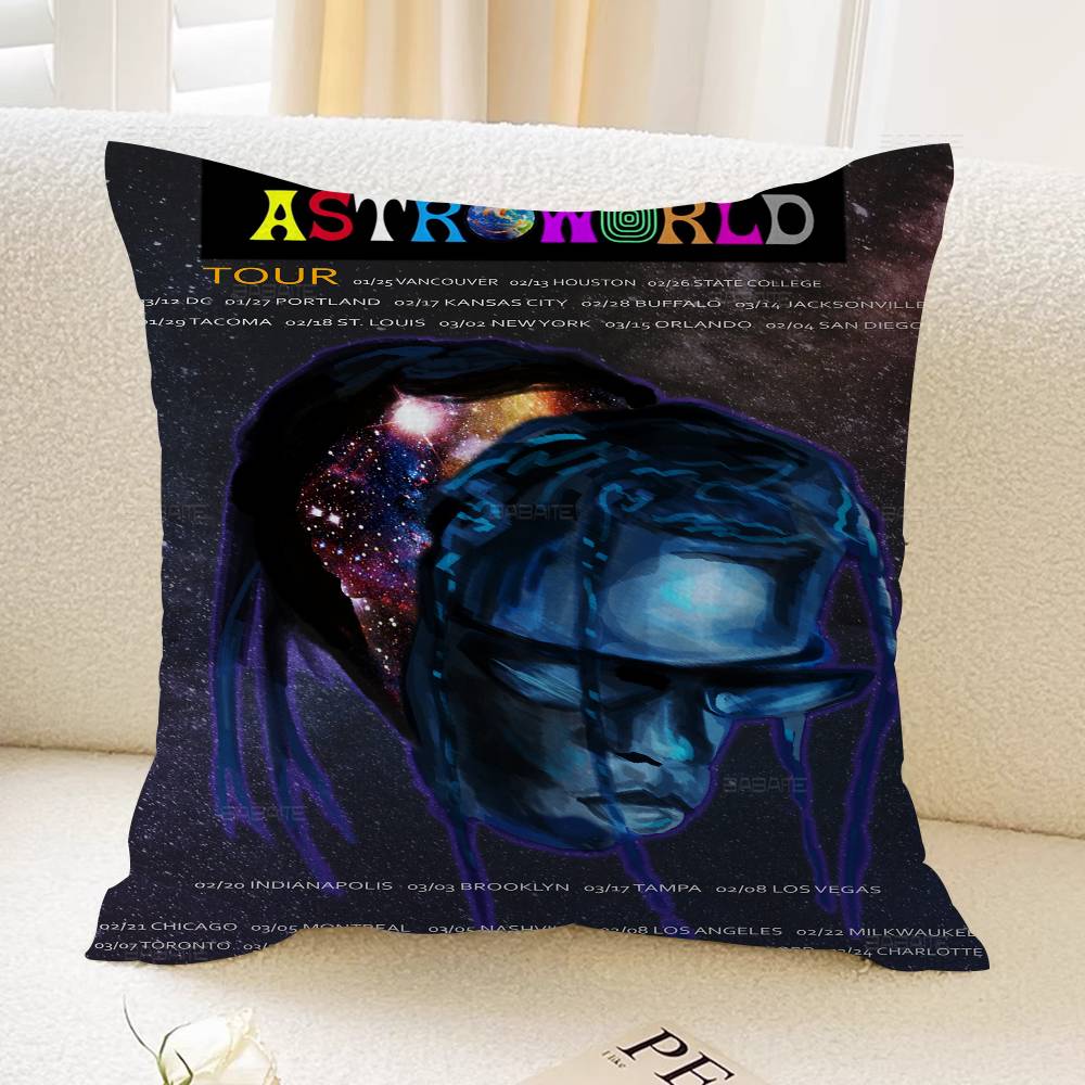 Travis Scott Astroworld 45*45cm Cushion Cover Pillow Cover Decor Pillowcase Home Pillowcase for Couch Pillow