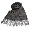 Michiko London INNER MONGOLIA Wool 168cm x Glen Black and White Scarf, Gift, Present, Size Approx. 31cm, Approx. 8cm, MKM-003, Plaid,
