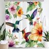 1Pc Colorful Flowers And Birds Print Waterproof Shower Curtain Partition Privacy Hanging Curtain With 12 Hooks Machine Washable