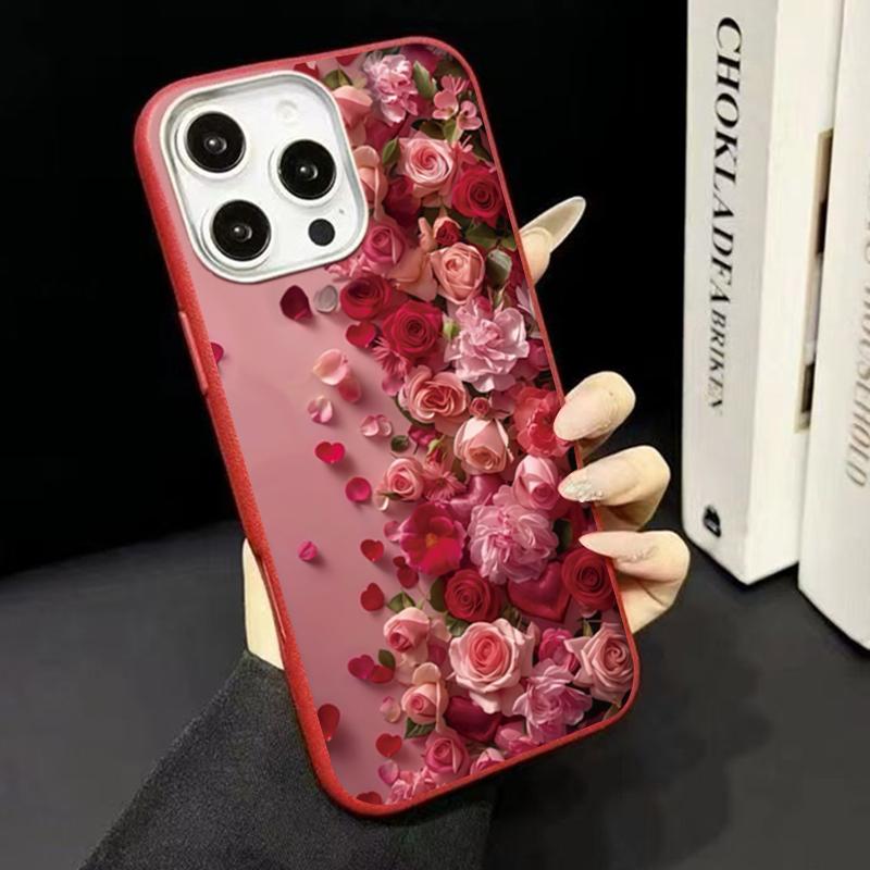 Kreatywne etui na telefon z wzorem płatków serca róży dla Iphone 17 16 Pro Max 15 14 13 12 11 XS X XR 7 8 Plus 16E 17Air Miękka matowa osłona
