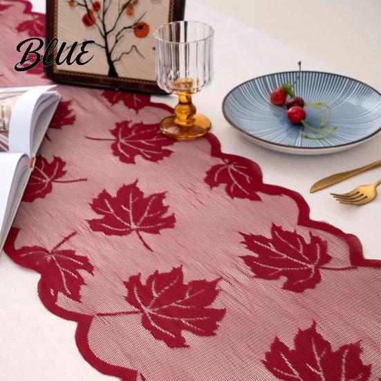 Decorative Fall Dining Table Cover Runner Decorations Maples Leaves Lace Orange Maple Leaf Overlay Runner Autumn Harvest Thanksgiving Decorations