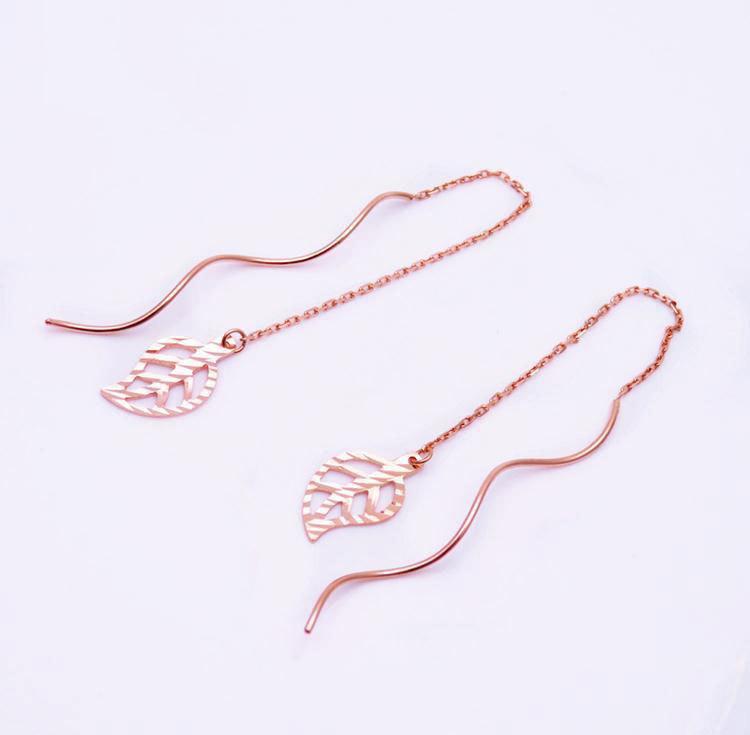 Women S Leaf Earline Rose Gold Plated Fashion Trend Temperament Purple Gold Color Gold Ear Jewelry