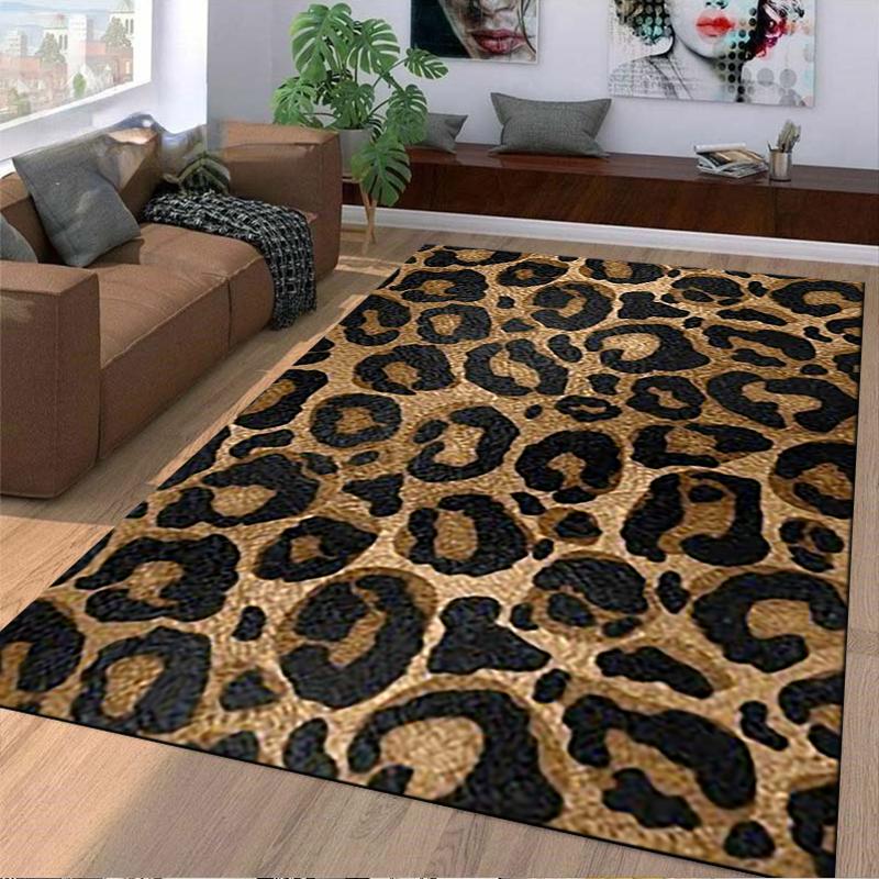 Leopard Print Carpet, Brown and Black Animal Pattern Floor Mat Decor Suitable for use as an anti-slip for living room bedroom sofas