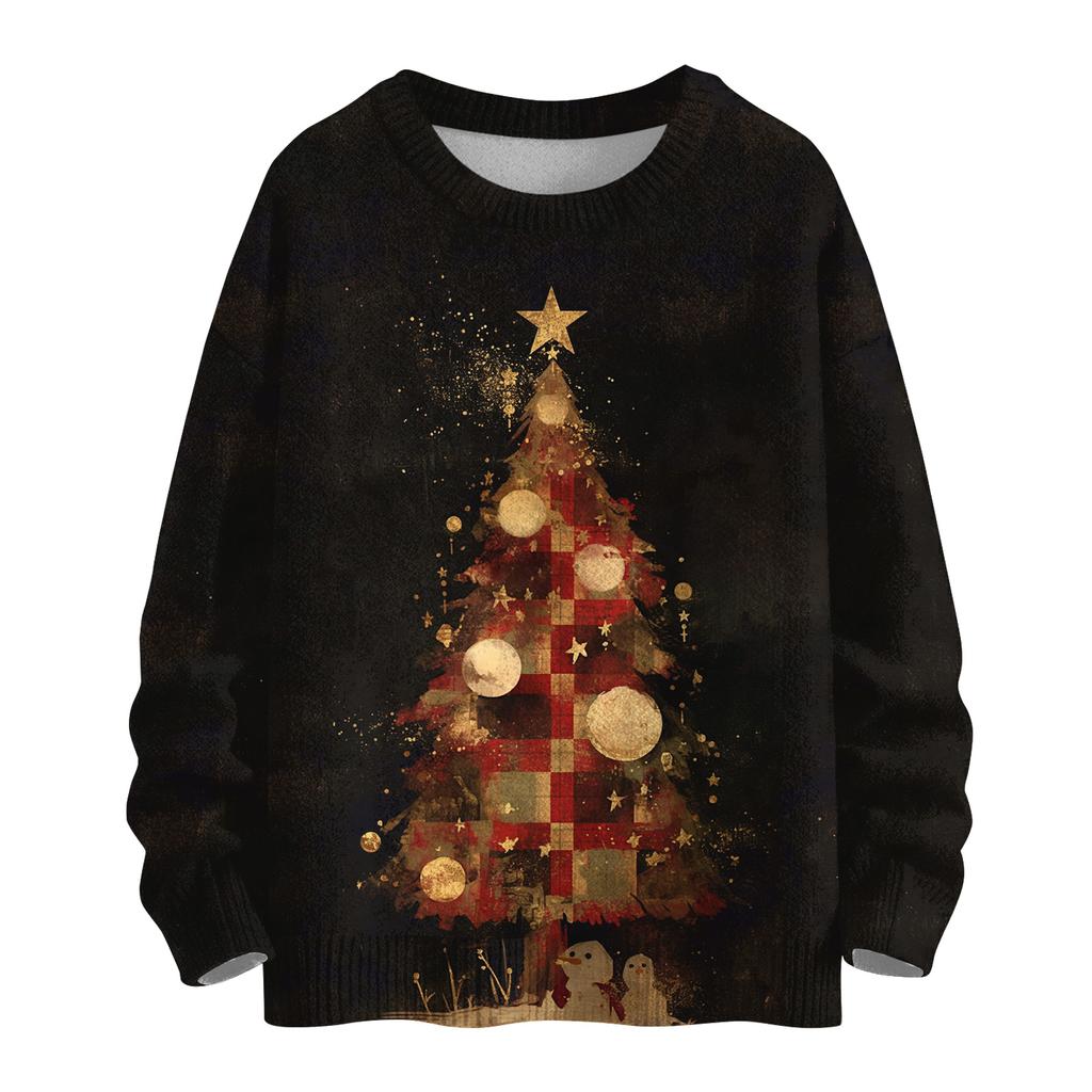 Women's Casual Long Sleeve Woolen Christmas Sweatshirt Fall  Vacation Long Sleeve Pullover