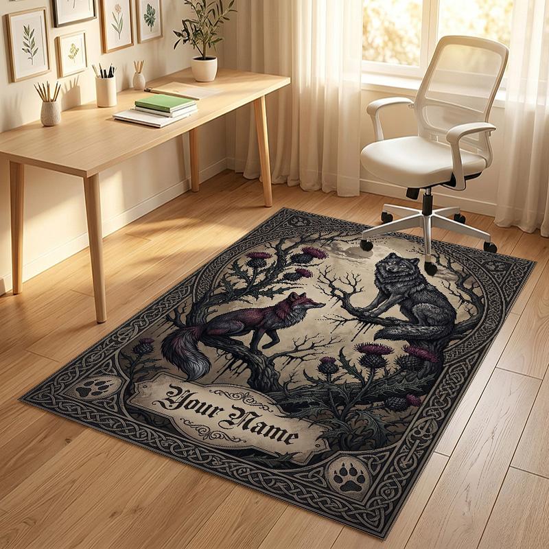 Witchcraft Theme Soft Crystal Velvet Rug Custom Name & Text Print Non Slip Floor Rug for Bedroom Living Room