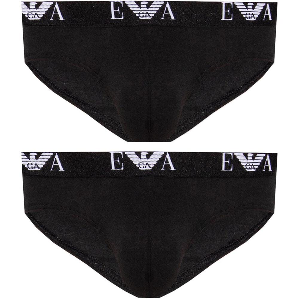 Emporio Armani Треугольное мужское нижнее белье с принтом логотипа-буквы, 2 шт., Черное 111321-CC715-07320 M
