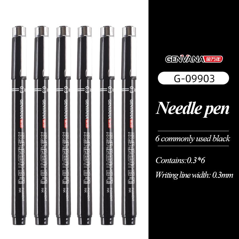 GENVANA 0.5/0.3/0.1 Mm Double Line Drawing Needle Pen Double-head Professional Drawing Art Marker Pen School Art Supplies