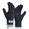Winter Knitted Gloves Windproof Warm Thickened Plush Lined Touch Screen Cycling Driving Gloves Anti-Cold Outdoor Running Gloves