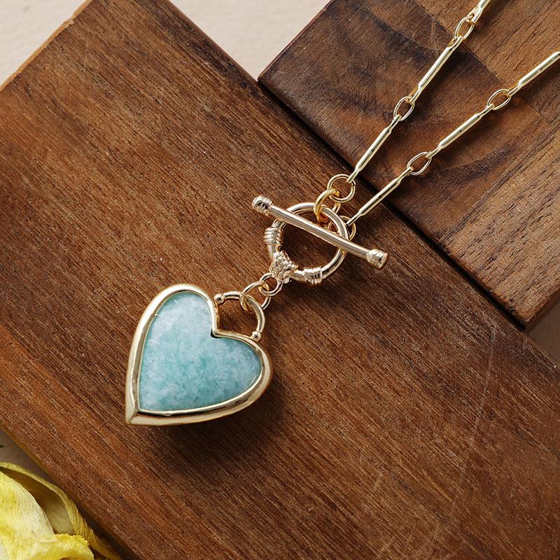 Fashion Light Luxury Simple Natural Stone Love Pendant Short Scarf Necklace Choker Jewelry Gifts