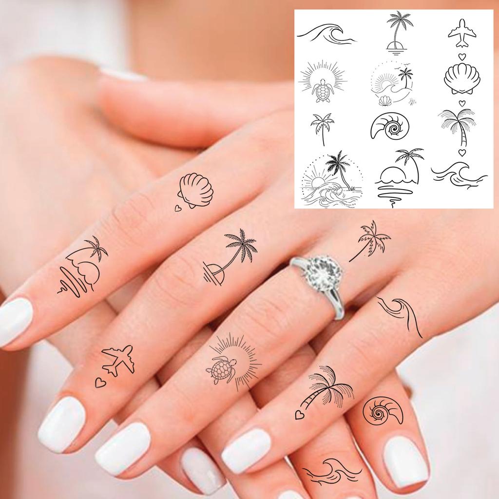 1 Sheet Small Pattern Temporary Tattoos For Women Finger Hand Ear, Realistic Star Sun Planets Fake Tattoo Sticker Durable Tatoos