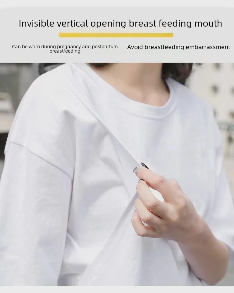 Modisches Sommer Still-T-Shirt: Mittellang, kurzärmlig, seitliche Öffnung, vielseitig für den Hot Mom Style