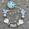2024 Handmade Customized Name Beech Pacifier Clips Holder Chain Silicone Rainbow Pacifier Chain Baby Teether Teething Chain Gift