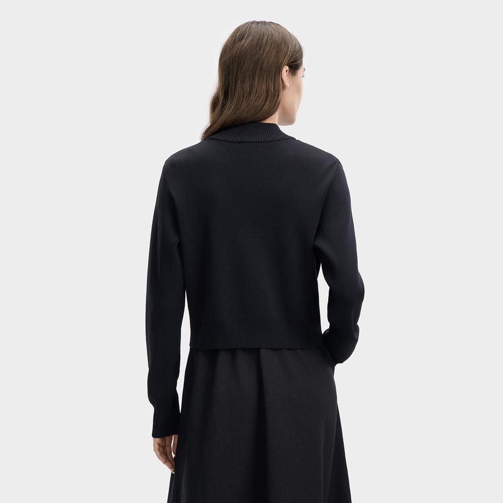 FILA White Fashion Simple Classic Casual Versatile Comfortable Loose Half-Zip Elegant Long Sleeve Dress Women dresses Legendary-Blue F11W613302FNV