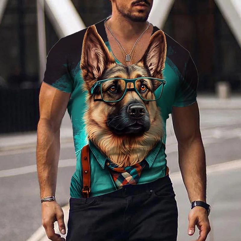 Oversized Animal T-shirt Unisex Black Tees Lion Print Shirts Pattern V-neck Tops Fashion Casual Short Sleeve Summer Unisex's Clothing