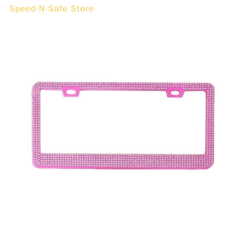 Elegant 31 X 16 Cm Rhinestone License Plate Frame – Premium Car Accessory For Women, Available In Single Or Double Piece Set