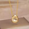 Charming Chubby Brass Polished 26-Letter Silver Pendant Necklace for Women