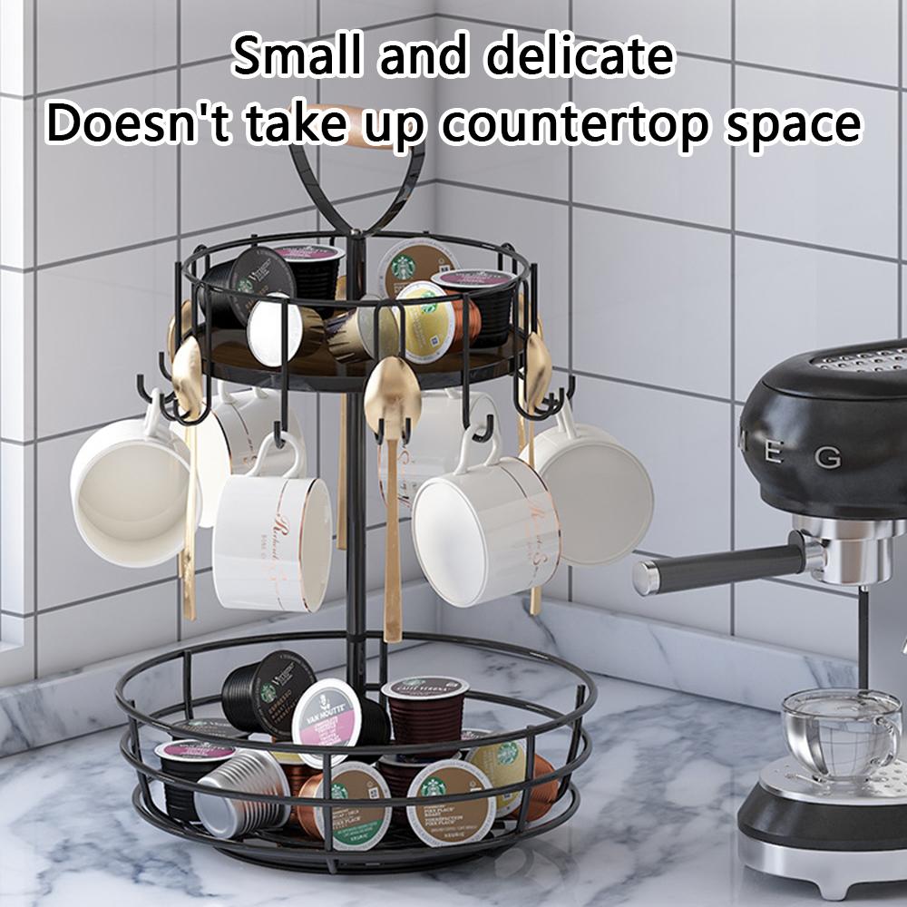 

Home Living Room Coffee Mug Rotation Rack Coffee Cup Holder Countertop Drying Rack (With Handle) Type A