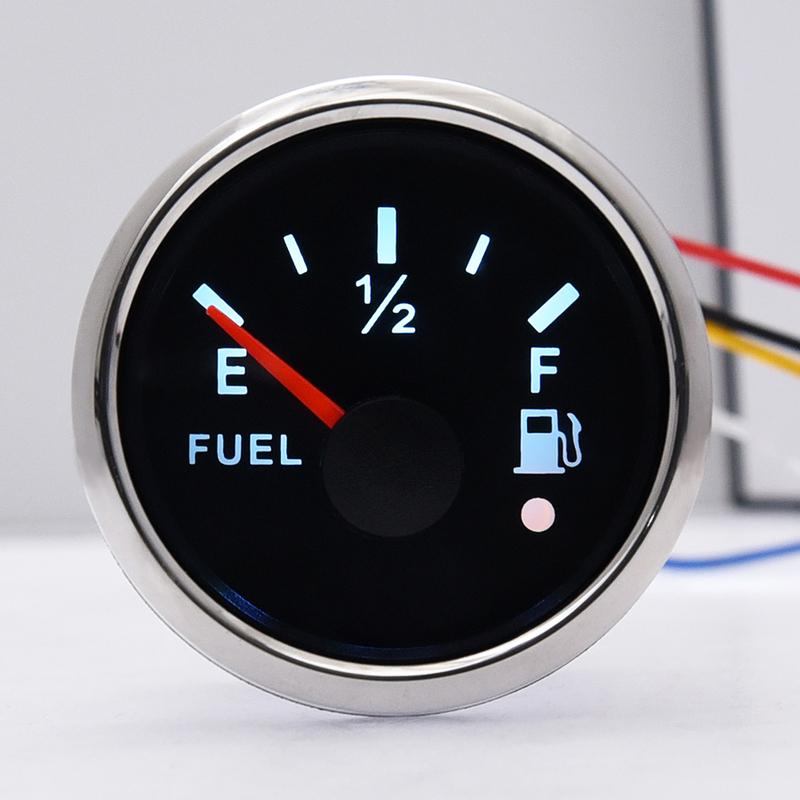 52MM Fuel Level Gauge 0-190 Ohm 7 LED Backlight With Alarm For Marine Car RV Camper Yacht Fuel Level Meter 12V/24V
