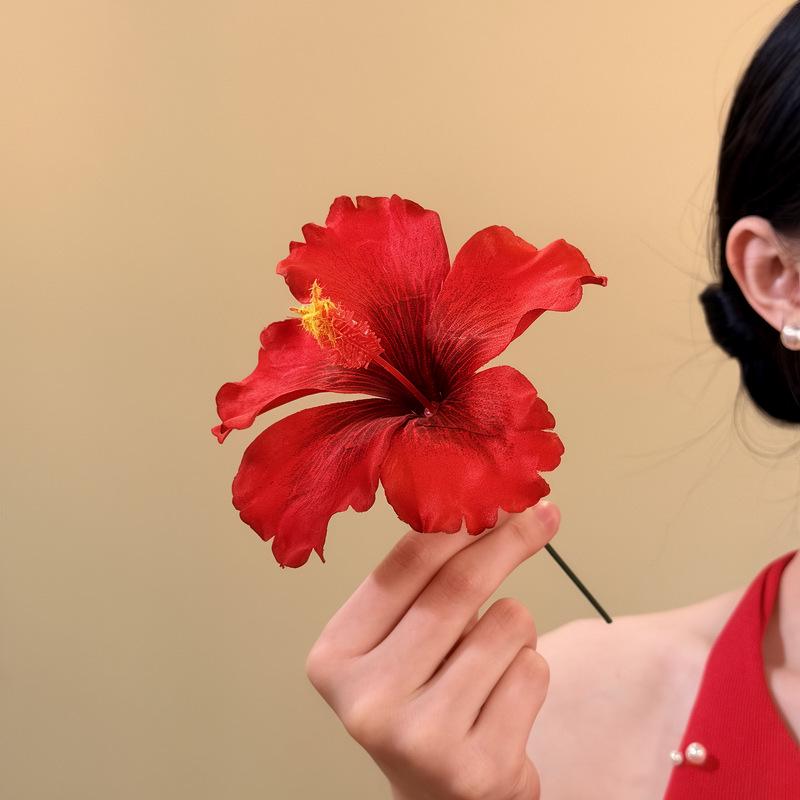 Французская тканевая цветочная заколка для волос: Элегантный новогодний аксессуар для волос