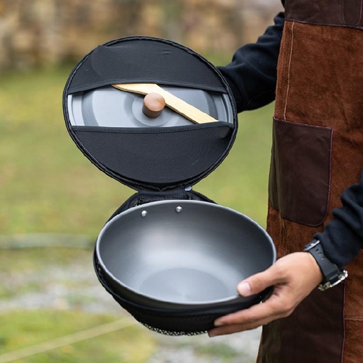 Light Weight Nonstick Frying Pan Wood Handle Wok Cookware Portable Camping Picnic Pot Aluminum Alloys Frying Pan