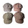 Small plaid love octagonal hat children spring summer early autumn new age-reducing retro newsboy hat painter hat