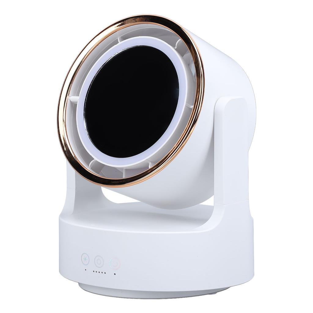 Lighted Mirror Fan Multifunctional Silent Oscillating Rechargeable Desk Bladeless Fan for Home Office Live Broadcast