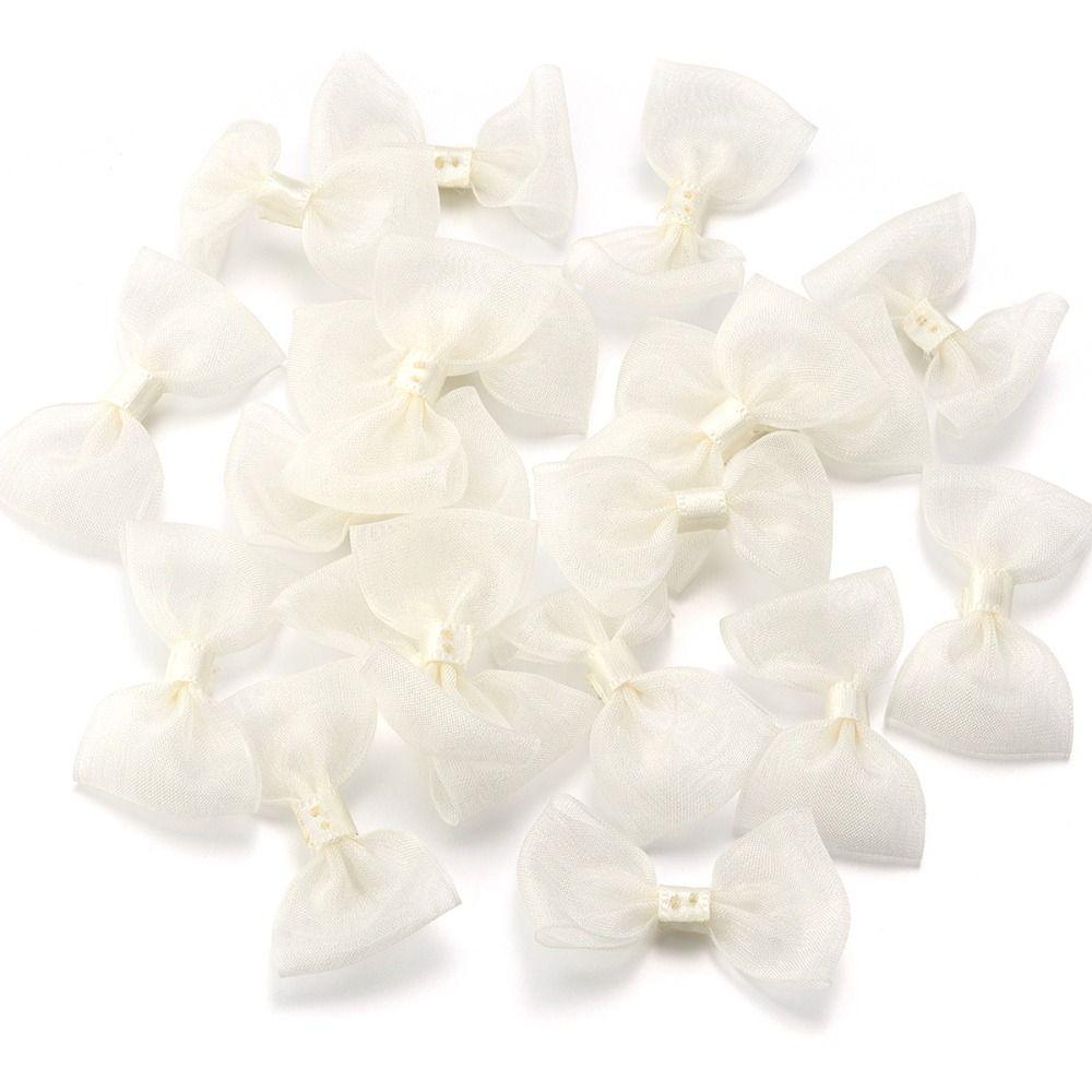 20PCS 2.5*5cm Size Colored Ribbon Bows Colored Small Size Gauze Ribbon Bows Handwork DIY Gauze Ribbon Sewing Craft Bow