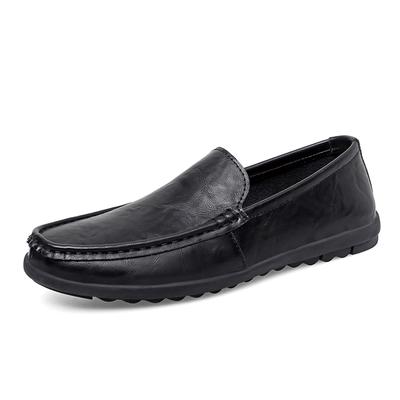 Men's British Fashion Business Casual Leather Shoes Comfortable Soft Soles Lazy Person's Driving Shoes Male Breathable Loafers