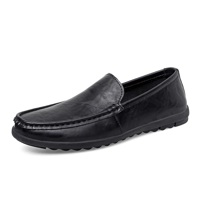 Men's British Fashion Business Casual Leather Shoes Comfortable Soft Soles Lazy Person's Driving Shoes Male Breathable Loafers