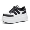 Fashion 8CM Trend Leather Women Synthetic Chunky Sneakers Spring Skateboarding Casual Platform Wedge Female Autumn Vulcanize Shoes