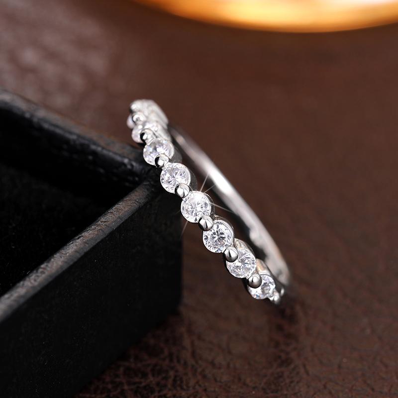 Dazzling Cubic Zirconia Rings Women Minimalist Thin Rings Hot Sale Stackable Accessories 3 Metal Colors Trendy Jewelry