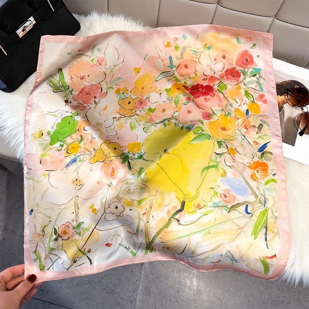 Fashion Square Fashion Foreign Style Small Silk Scarf Women'S Headband Decorative Scarf Dual-Purpose Small Square Scarf New Scarf