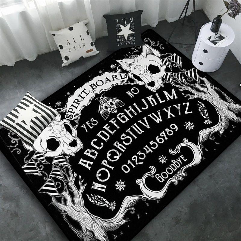 Schädel Baphomet Ziegen Dämon Raserei Bereichsteppich Blutrot-Baphomet Teppich-Baphomet Dekor-Satanische Matte-Satanische Heimdekoration