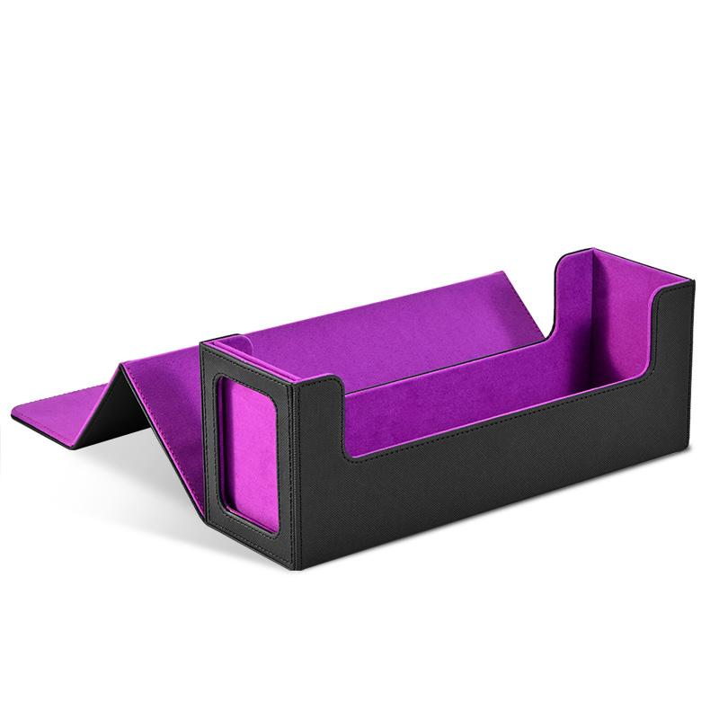 

Коробка для хранения торговых карт с витринным окном, коробка для колоды карт, вмещает 600+ карт в одинарных протекторах, подходит для ККИ Magic, спортивных карт чёрно-фиолетовый