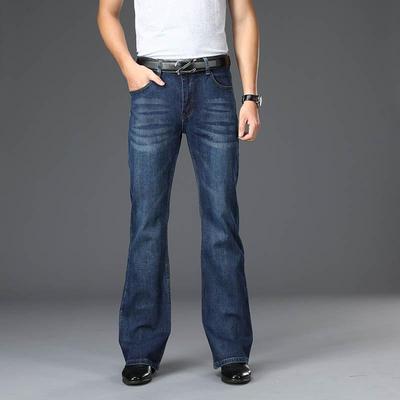 Erkek Flared Jeans Boot Cut Bacak Flared Erkek Tasarımcı Klasik Denim Jeans Yüksek Bel Streç Gevşek Flared Denim Koyu Mavi Kot