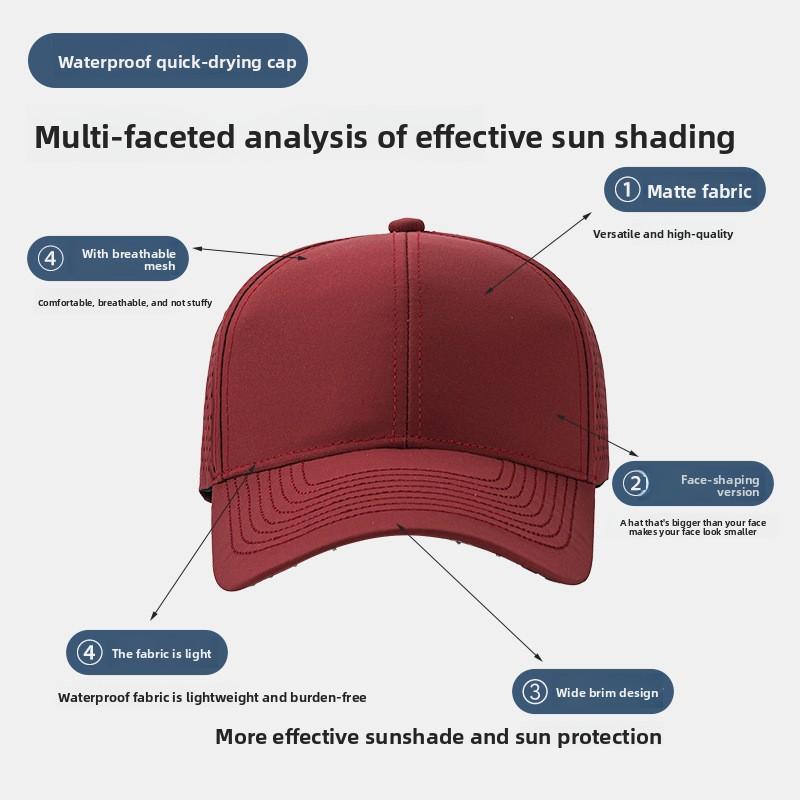 Korean-style Sunshade Sunscreen Cap Light Plate Punched Breathable Mesh 6-Panel 100% Polyester Sports Cap Outdoor Baseball
