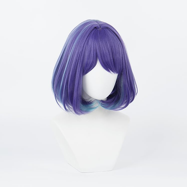 Akane Kurokawa Cosplay Costume Accessory with Perfect for Comiket Cultural and School Festivals Wig, Purple, Short, Heat-Resistant, Net, Halloween,