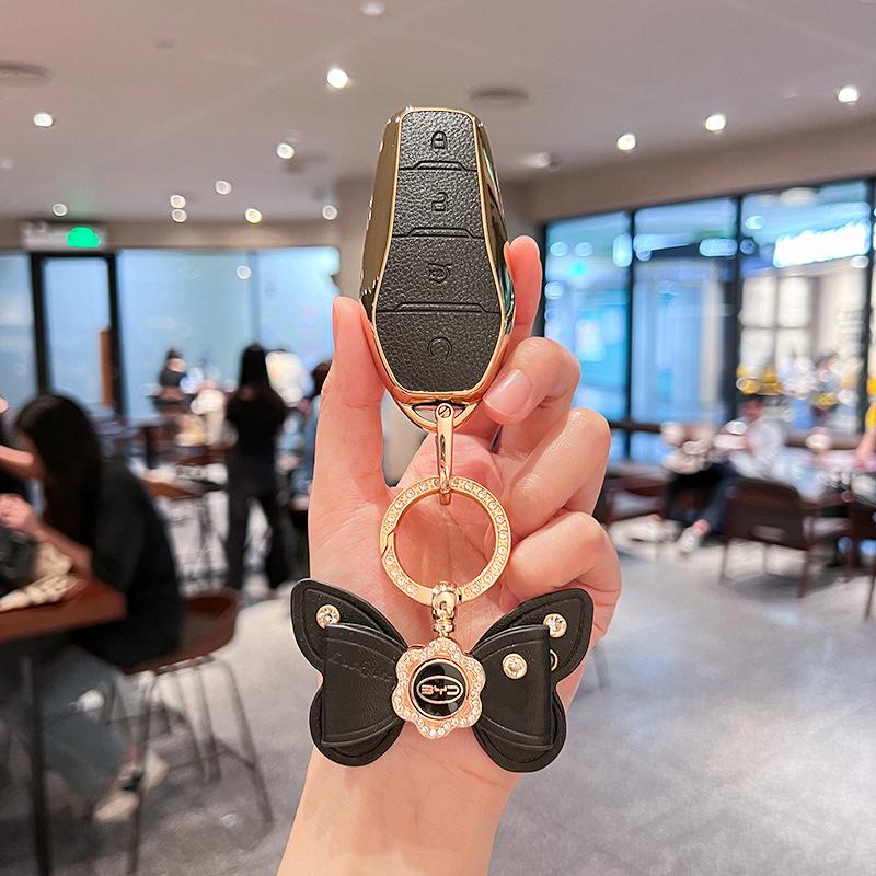 Compatible with BYD Yuan UP, Yuan PLUS, Yuan PRO: Men's and Women's Key Bag Set with Shell Buckle.