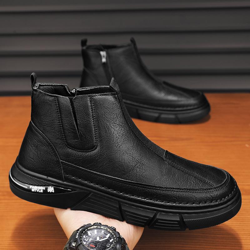 

Высококачественные ботильоны, зимняя обувь для мотоциклистов, для мужчин, высокие противоскользящие износостойкие водонепроницаемые ботинки, мужские повседневные кроссовки 39 чёрный