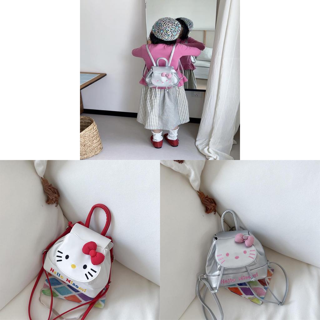 Childrens Cartoon Hello Kitty Cat Backpack With Pu Material And Butterfly Bow For Girls Daily Use