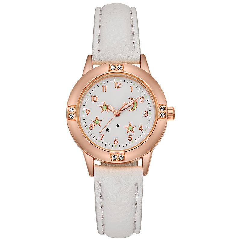 Luminous Diamond Belt Ladies Watch Rose Gold School Student Quartz Watch Student Fashion белый