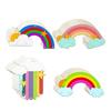 12PCS 4 Styles Unfinished Wood Rainbow Cutouts Wooden Rainbow Charms for Party Home Wall Tree Hanging Ornaments