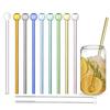 High Borosilicate Colorful Glass Straws Set Eco Friendly Reusable Drinking Straw For Smoothies Cocktails Bar Accessories Straws
