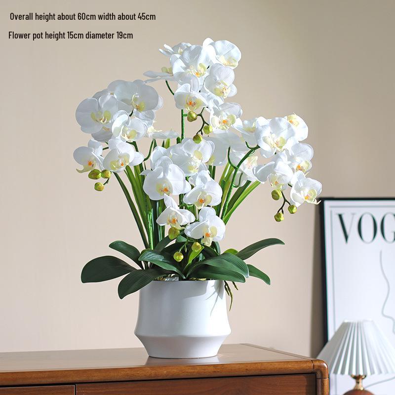 Haptik-PU Phalaenopsis Künstliches Blumengesteck für Wohnzimmer TV-Schrank Deko