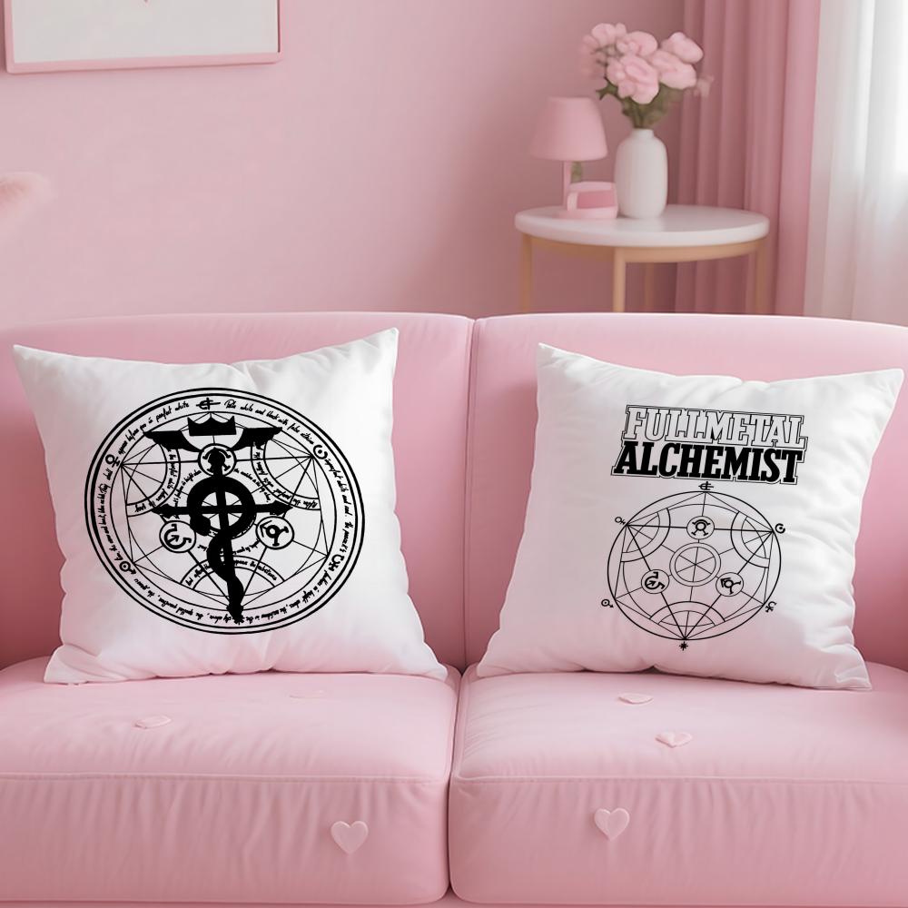 F-Fullmetal A-Alchemist Cushion Cover Soft Short Plush Double-Sided Printing Home Decor Machine Washable Pillow Case Gift