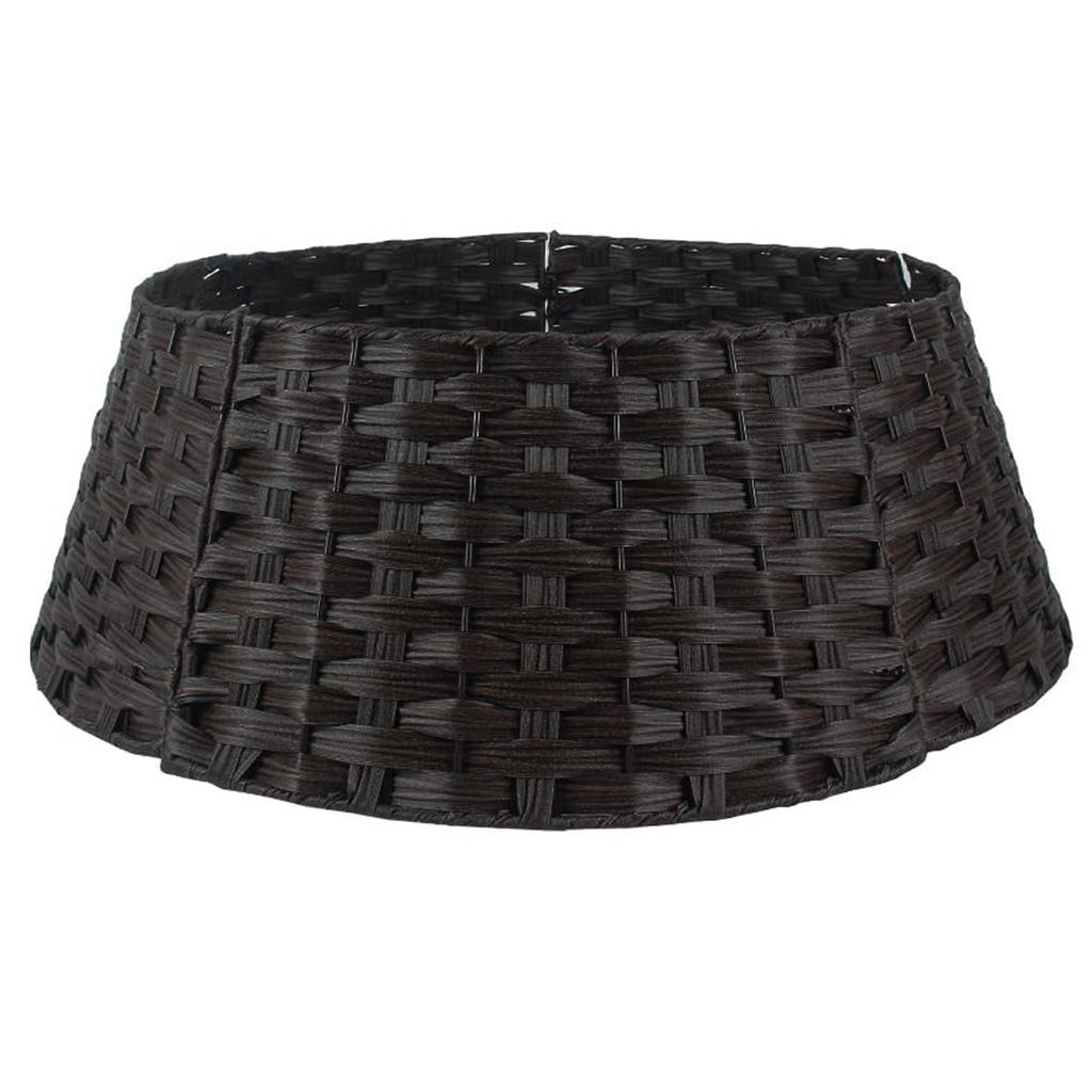 Rustic Christmas Tree Collar 28Inch Woven Wicker Tree Base Stand Cover For Artificial Holiday Decoration Ring Skirt Basket For Tree, Natural & Stable